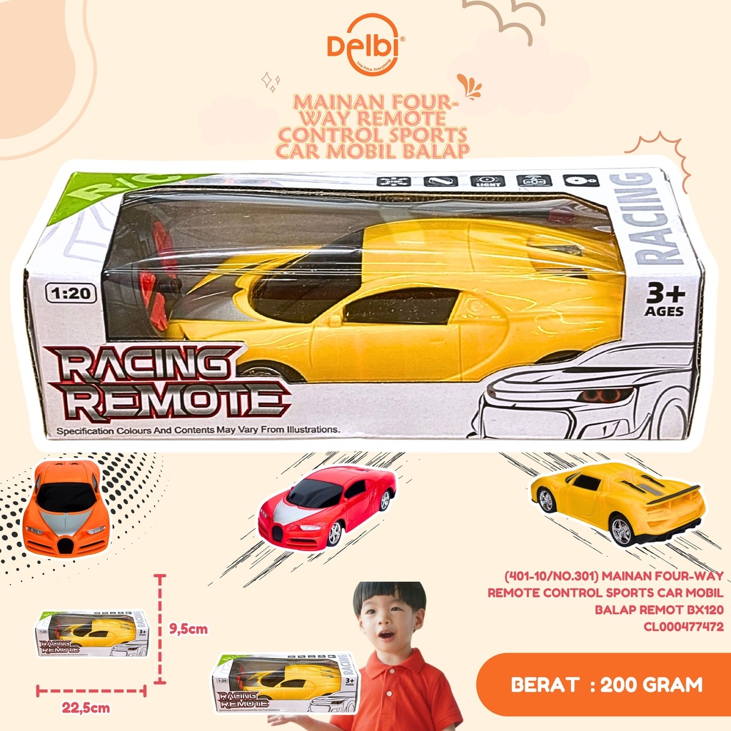 (401-10/NO.301) MAINAN FOUR-WAY REMOTE CONTROL SPORTS CAR MOBIL BALAP REMOT BX120