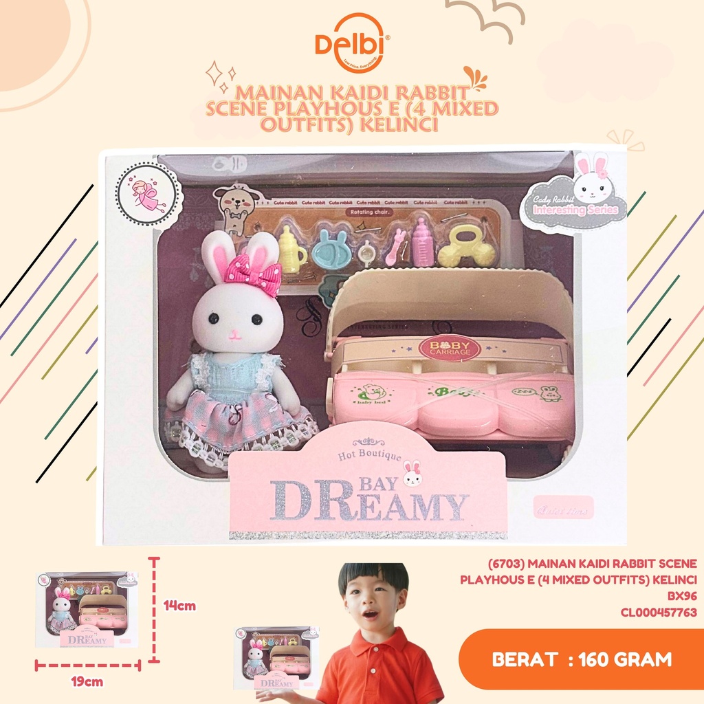 (6703) MAINAN KAIDI RABBIT SCENE PLAYHOUS E (4 MIXED OUTFITS) KELINCI BX96
