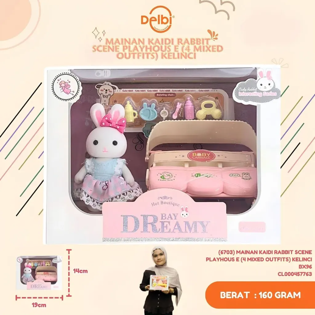 [CL000457763] (6703) MAINAN KAIDI RABBIT SCENE PLAYHOUS E (4 MIXED OUTFITS) KELINCI BX96