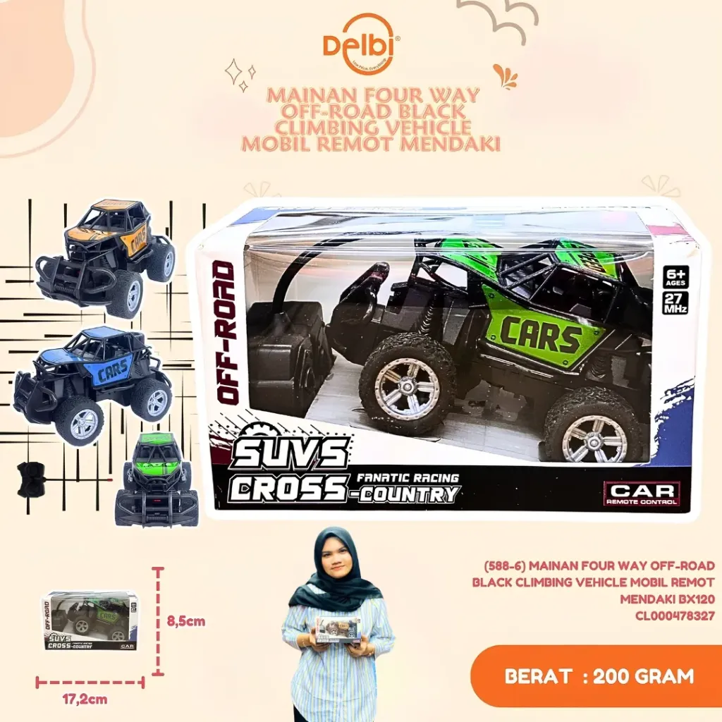 (588-6) MAINAN FOUR WAY OFF-ROAD BLACK CLIMBING VEHICLE MOBIL REMOT MENDAKI BX120