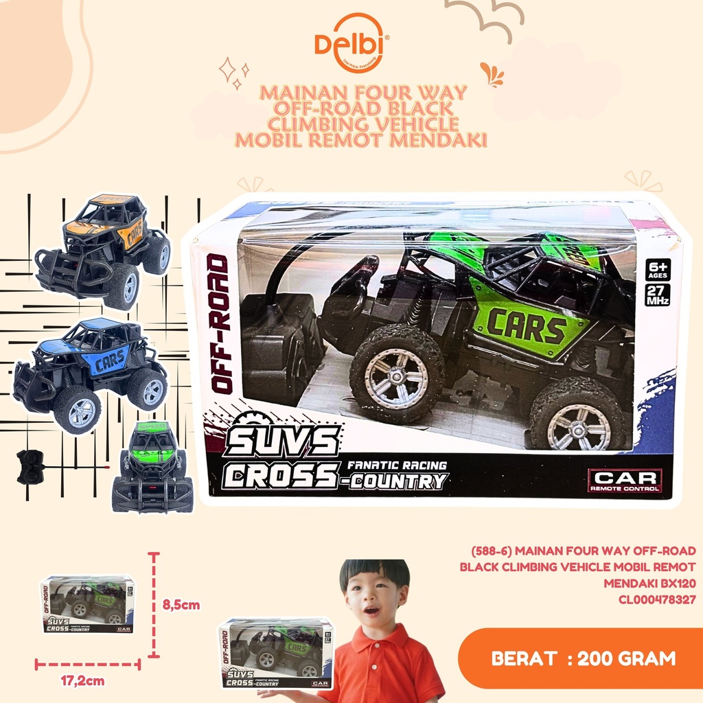 (588-6) MAINAN FOUR WAY OFF-ROAD BLACK CLIMBING VEHICLE MOBIL REMOT MENDAKI BX120