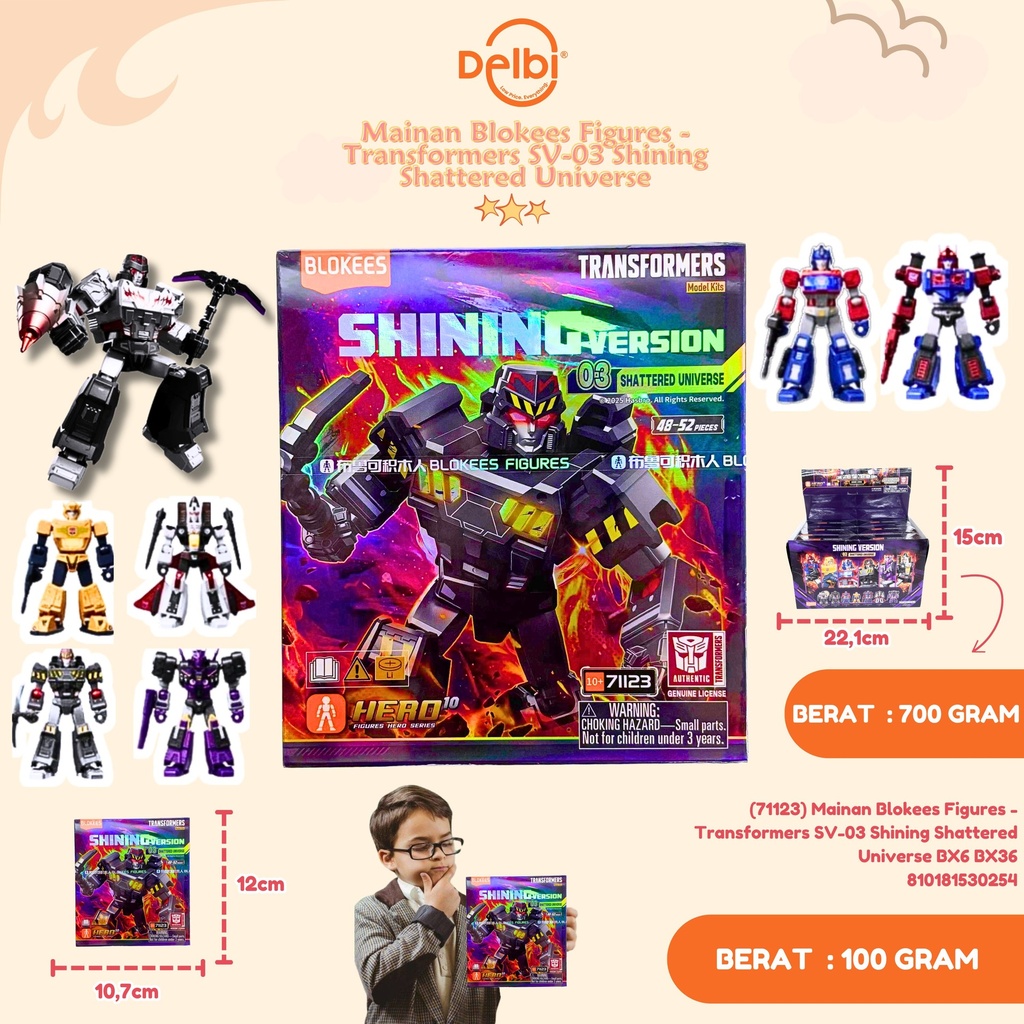 [810181530254] (71123) Mainan Blokees Figures - Transformers SV-03 Shining Shattered Universe BX6 BX36