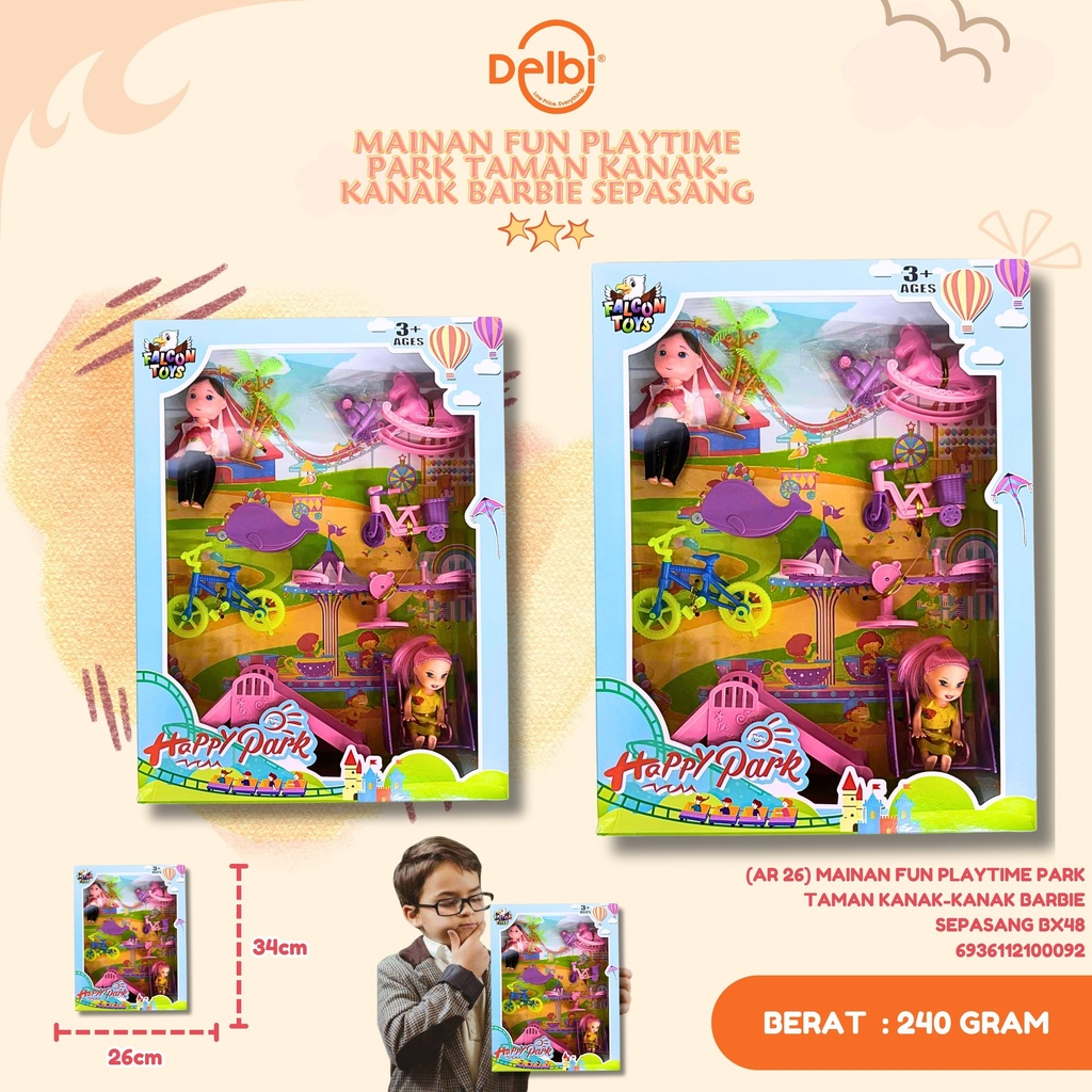 (AR 26) MAINAN FUN PLAYTIME PARK TAMAN KANAK-KANAK BARBIE SEPASANG BX48