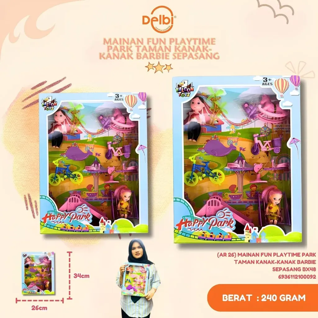 [AR 26] MAINAN FUN PLAYTIME PARK TAMAN KANAK-KANAK BARBIE SEPASANG BX48