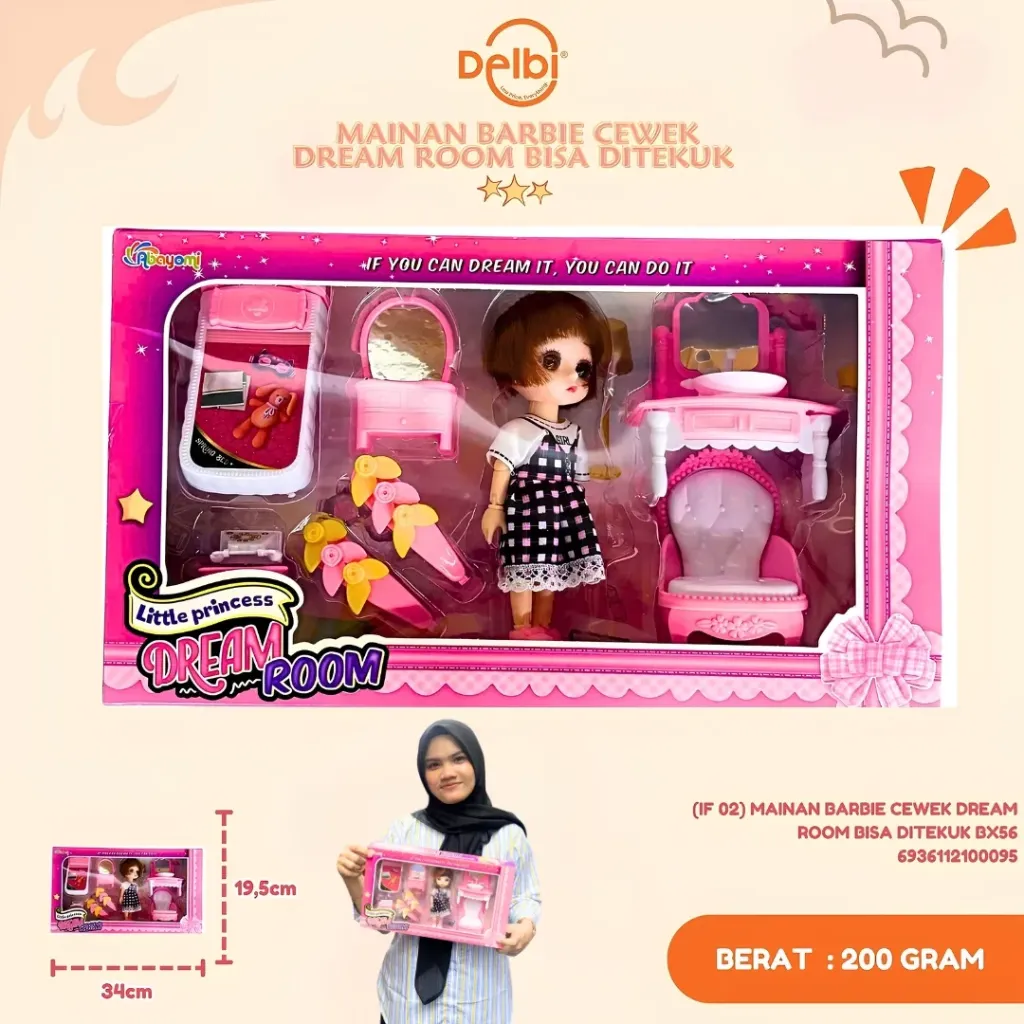 [IF 02] MAINAN BARBIE CEWEK DREAM ROOM BISA DITEKUK BX56