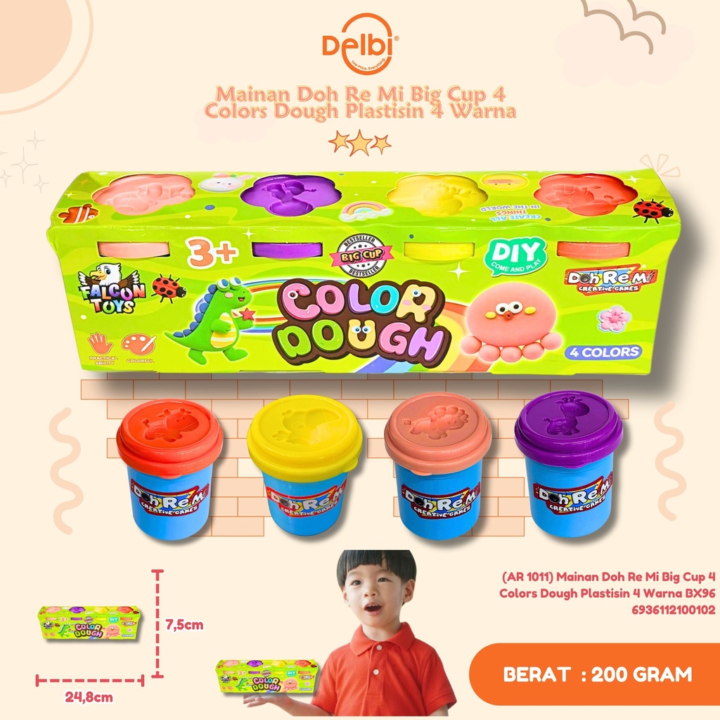 Mainan Doh Re Mi Big Cup 4 Colors Dough Plastisin 4 Warna BX96