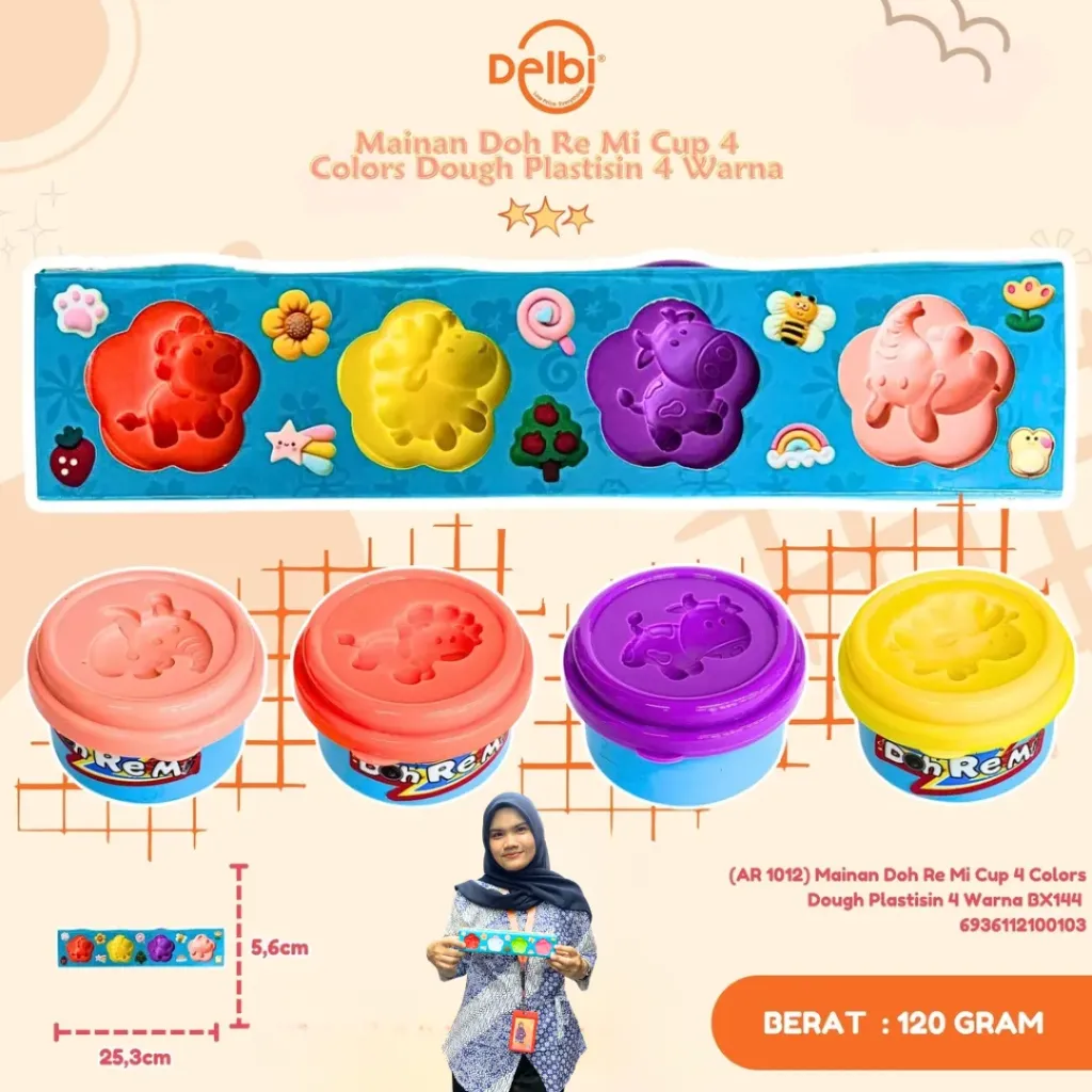 Mainan Doh Re Mi Cup 4 Colors Dough Plastisin 4 Warna BX144