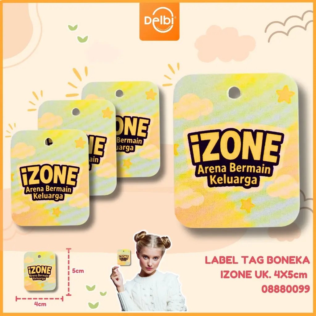 [08880099] LABEL TAG BONEKA IZONE UK. 4X5cm  