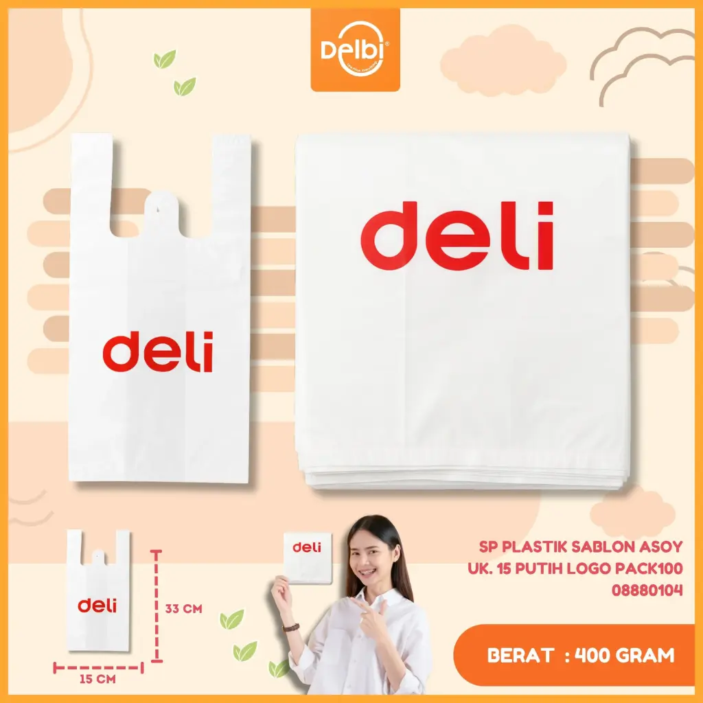 [08880104] SP PLASTIK SABLON ASOY UK. 15 PUTIH LOGO PACK100