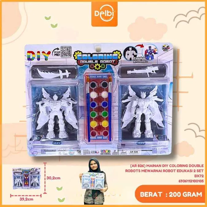 [AR 826] MAINAN DIY COLORING DOUBLE ROBOTS MEWARNAI ROBOT EDUKASI 2 SET BX72