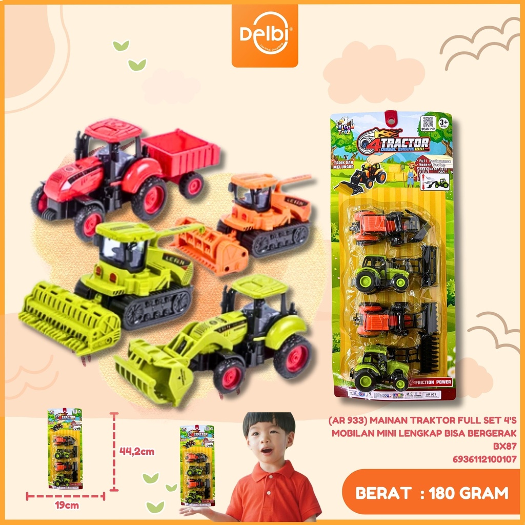 (AR 933) MAINAN TRAKTOR FULL SET 4'S MOBILAN MINI LENGKAP BISA BERGERAK BX87