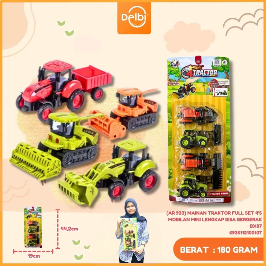 [AR 933] MAINAN TRAKTOR FULL SET 4'S MOBILAN MINI LENGKAP BISA BERGERAK BX87