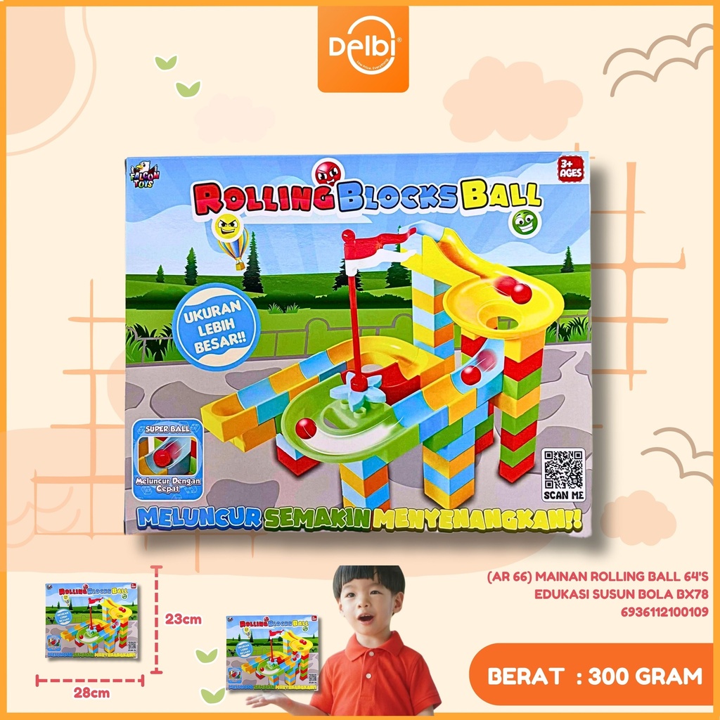 [6936112100109] (AR 66) MAINAN ROLLING BALL 64'S EDUKASI SUSUN BOLA BX78