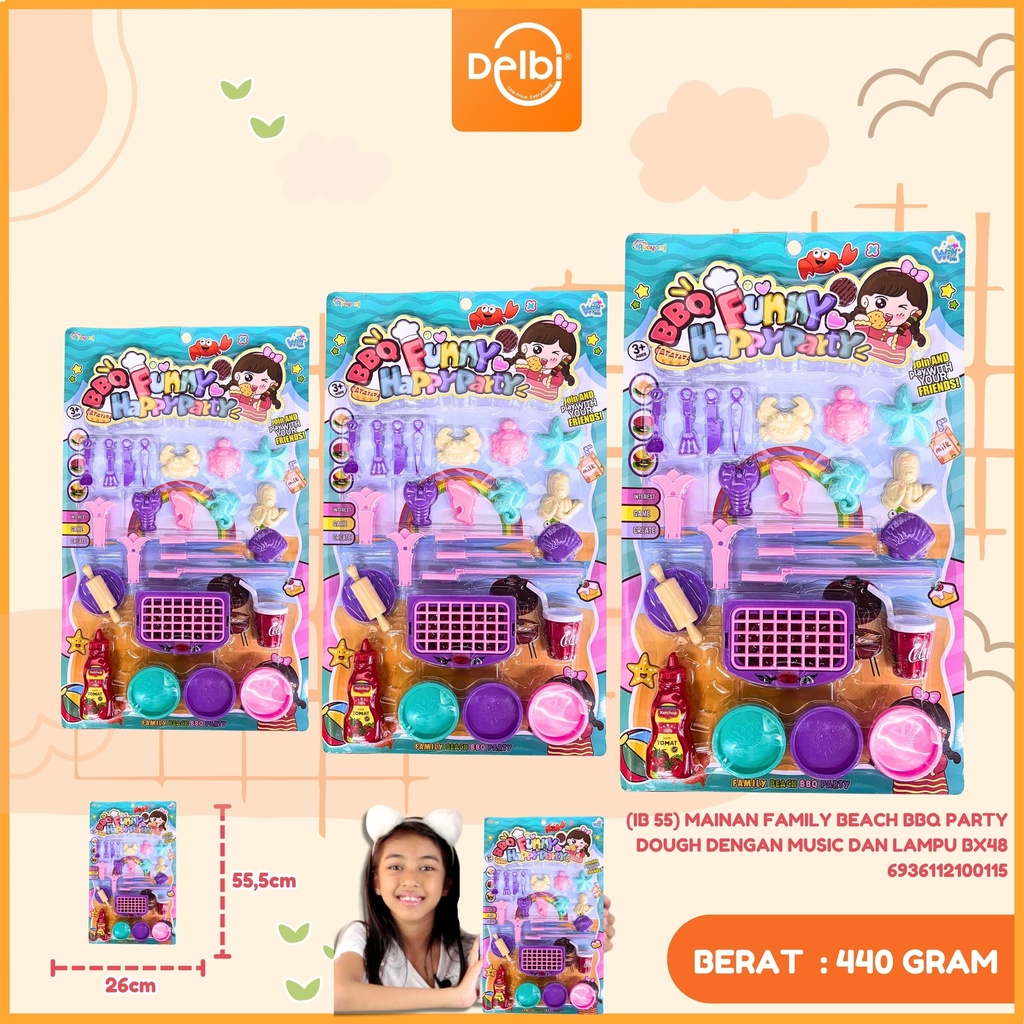 [IB 55] MAINAN FAMILY BEACH BBQ PARTY DOUGH DENGAN MUSIC DAN LAMPU BX48