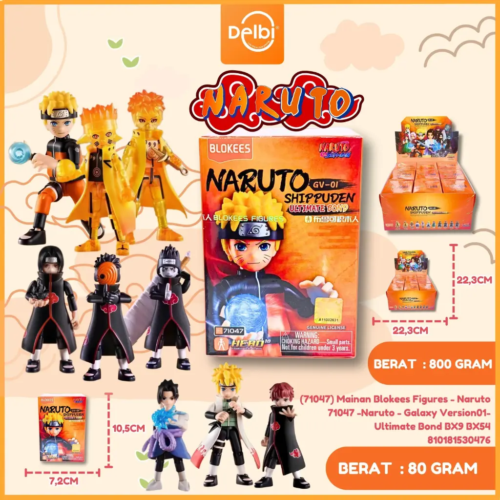 (71047) Mainan Blokees Figures - Naruto 71047 -Naruto - Galaxy Version01-Ultimate Bond BX9 BX54