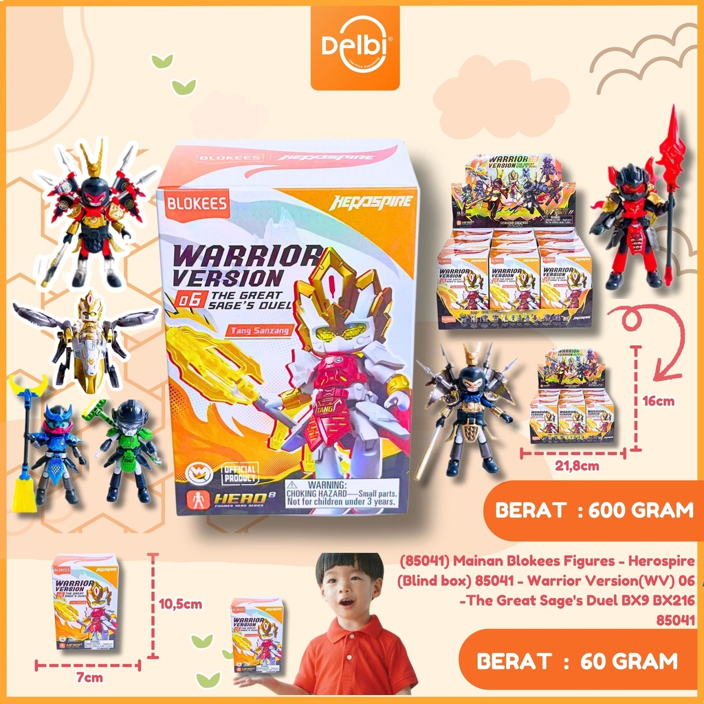 (85041) Mainan Blokees Figures - Herospire (Blind box) 85041 - Warrior Version(WV) 06 -The Great Sage's Duel BX9 BX216