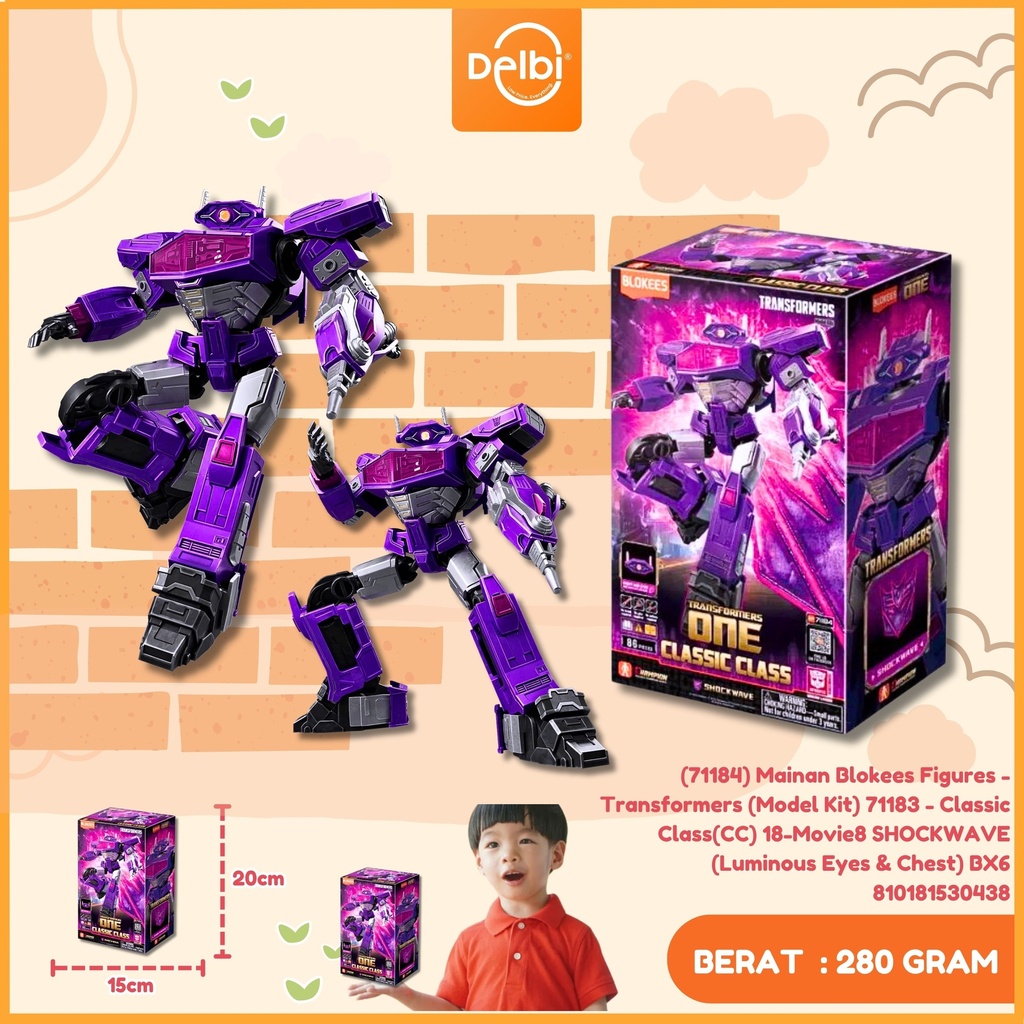 [810181530438] (71184) Mainan Blokees Figures - Transformers (Model Kit) 71184 - Classic Class(CC) 18-Movie8 SHOCKWAVE (Luminous Eyes & Chest) BX6