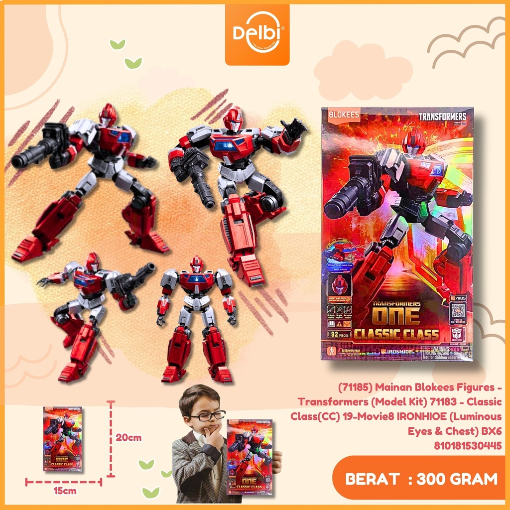 (71185) Mainan Blokees Figures - Transformers (Model Kit) 71183 - Classic Class(CC) 19-Movie8 IRONHIOE (Luminous Eyes & Chest) BX6