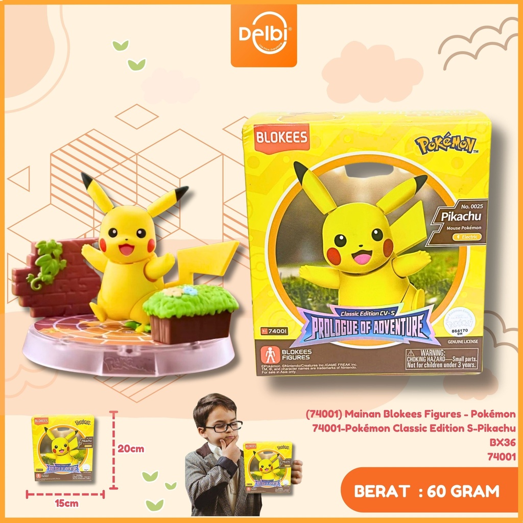 (74001) Mainan Blokees Figures - Pokémon 74001-Pokémon Classic Edition S-Pikachu BX36