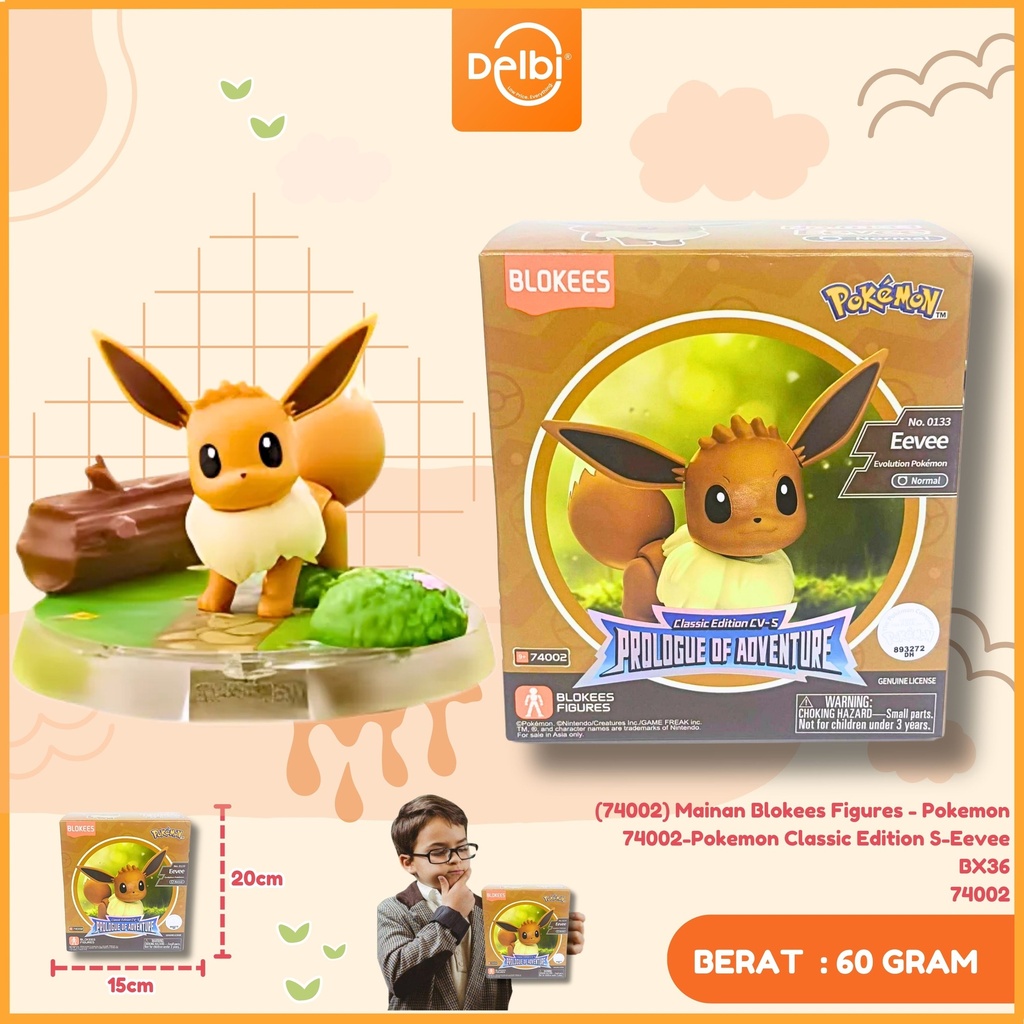(74002) Mainan Blokees Figures - Pokemon 74002-Pokemon Classic Edition S-Eevee BX36