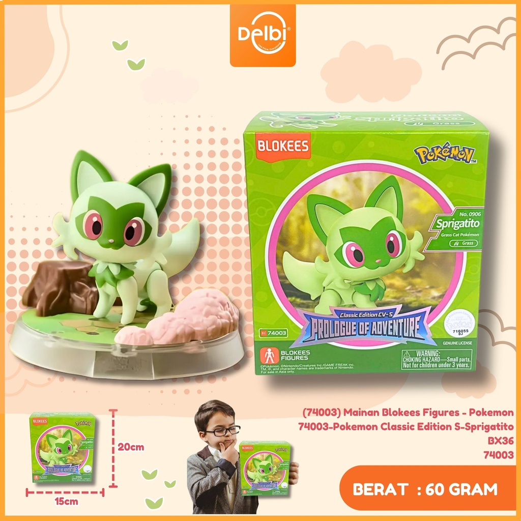 (74003) Mainan Blokees Figures - Pokemon 74003-Pokemon Classic Edition S-Sprigatito BX36