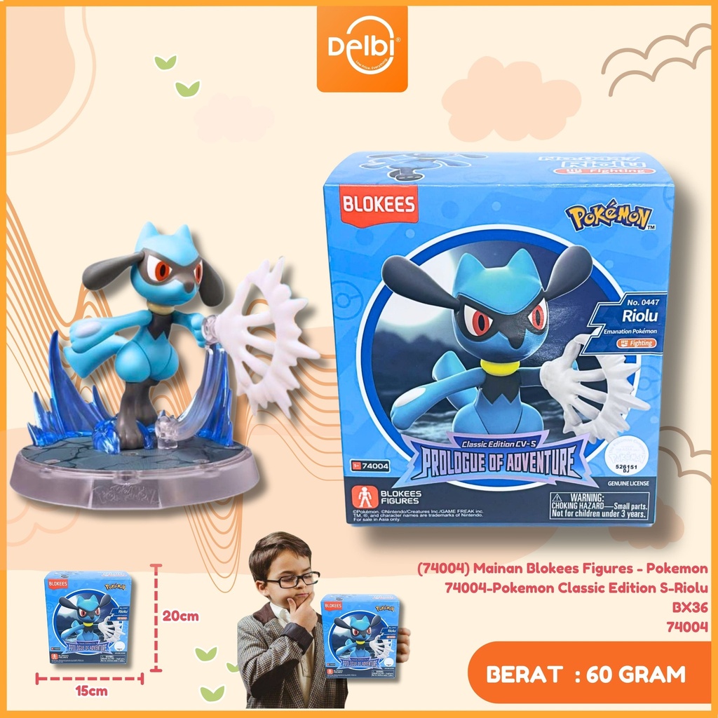 (74004) Mainan Blokees Figures - Pokemon 74004-Pokemon Classic Edition S-Riolu BX36