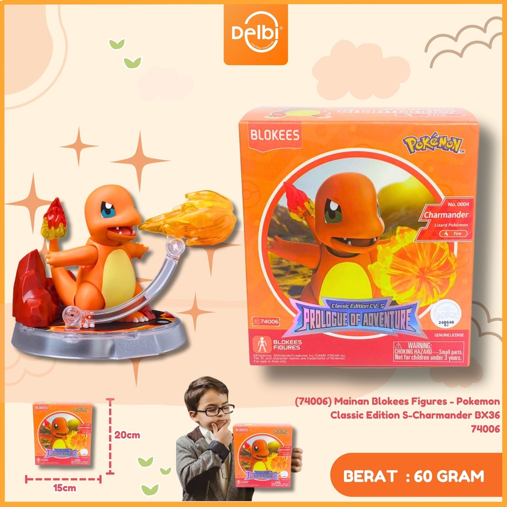 (74006) Mainan Blokees Figures - Pokemon Classic Edition S-Charmander BX36