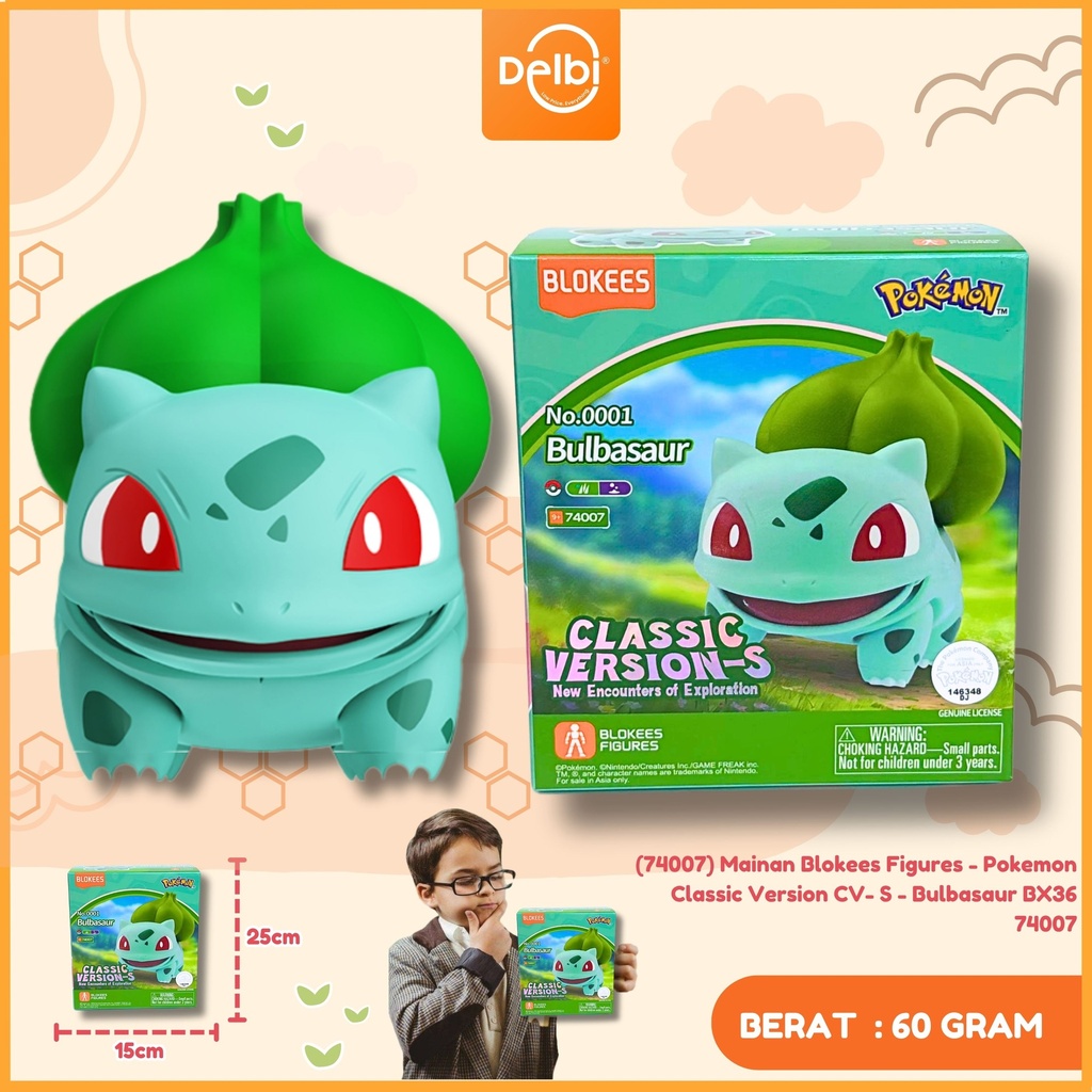 [810181530971] (74007) Mainan Blokees Figures - Pokemon Classic Version CV- S - Bulbasaur BX36