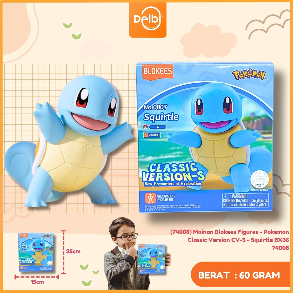74008) Mainan Blokees Figures - Pokemon Classic Version CV-S - Squirtle BX36