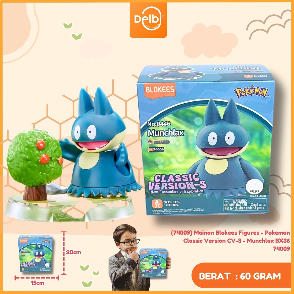 [810181530995] (74009) Mainan Blokees Figures - Pokemon Classic Version CV-S - Munchlax BX36