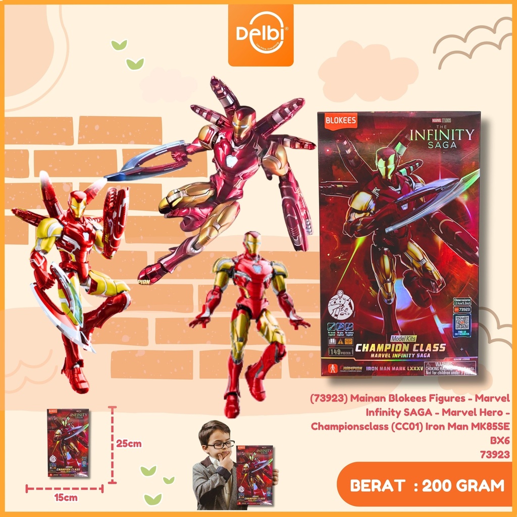 (73923) Mainan Blokees Figures - Marvel Infinity SAGA - Marvel Hero - Championsclass (CC01) Iron Man MK85SE BX6 