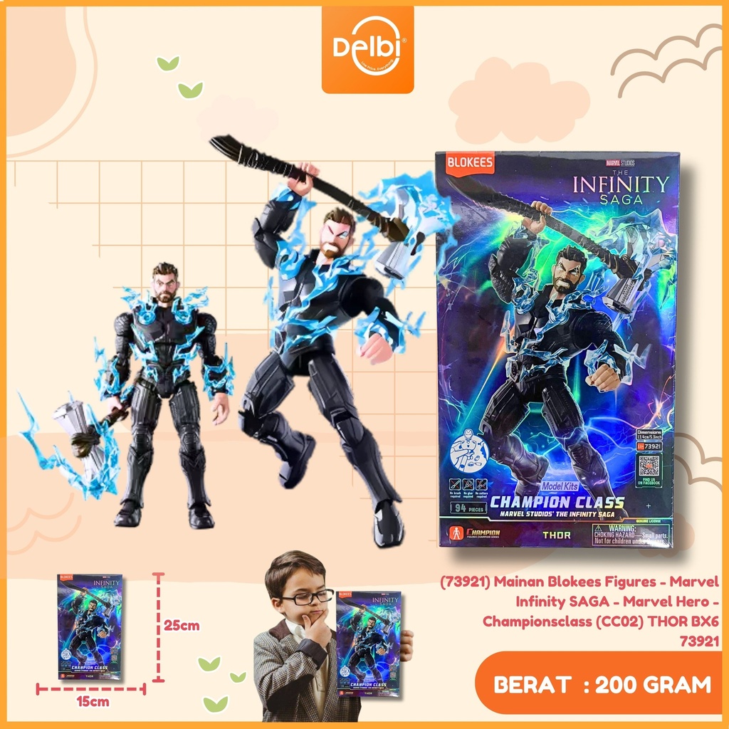 [810181530629] (73921) Mainan Blokees Figures - Marvel Infinity SAGA - Marvel Hero - Championsclass (CC02) THOR BX6