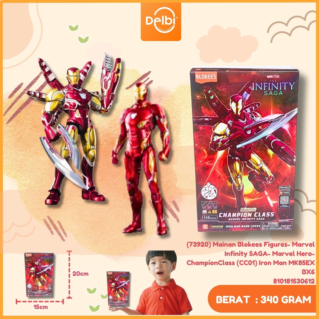 [810181530612] (73920) Mainan Blokees Figures- Marvel Infinity SAGA- Marvel Hero- ChampionClass (CC01) Iron Man MK85EX BX6