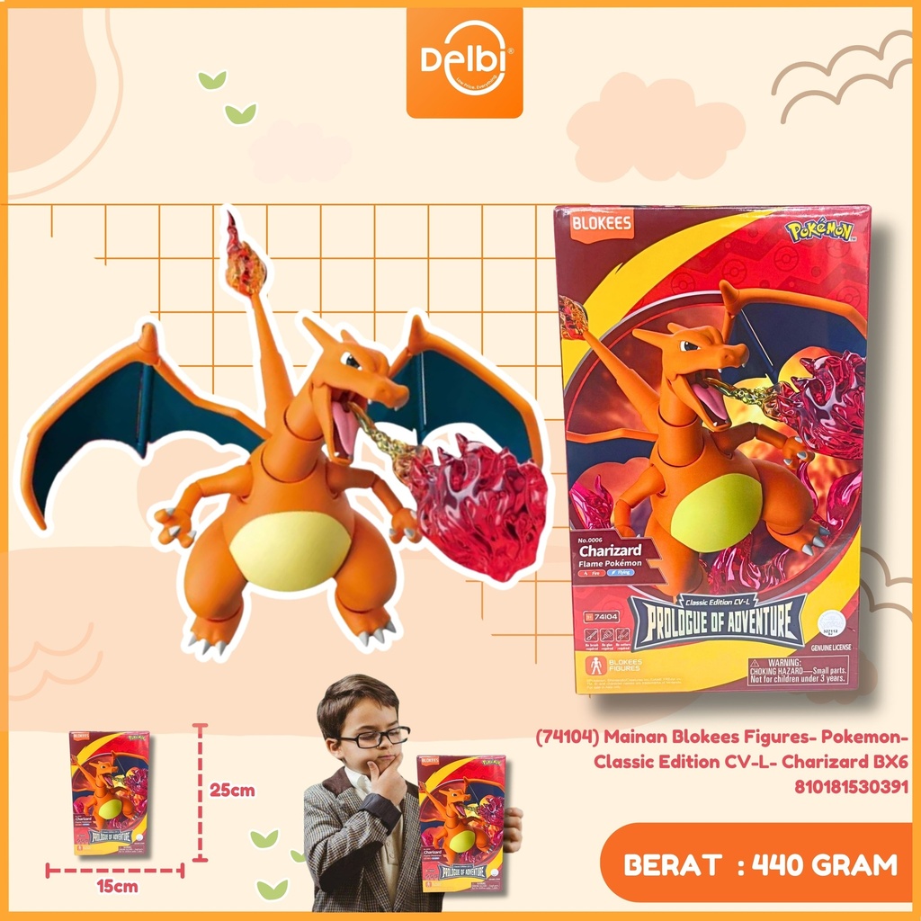 (74104) Mainan Blokees Figures- Pokemon- Classic Edition CV-L- Charizard BX6