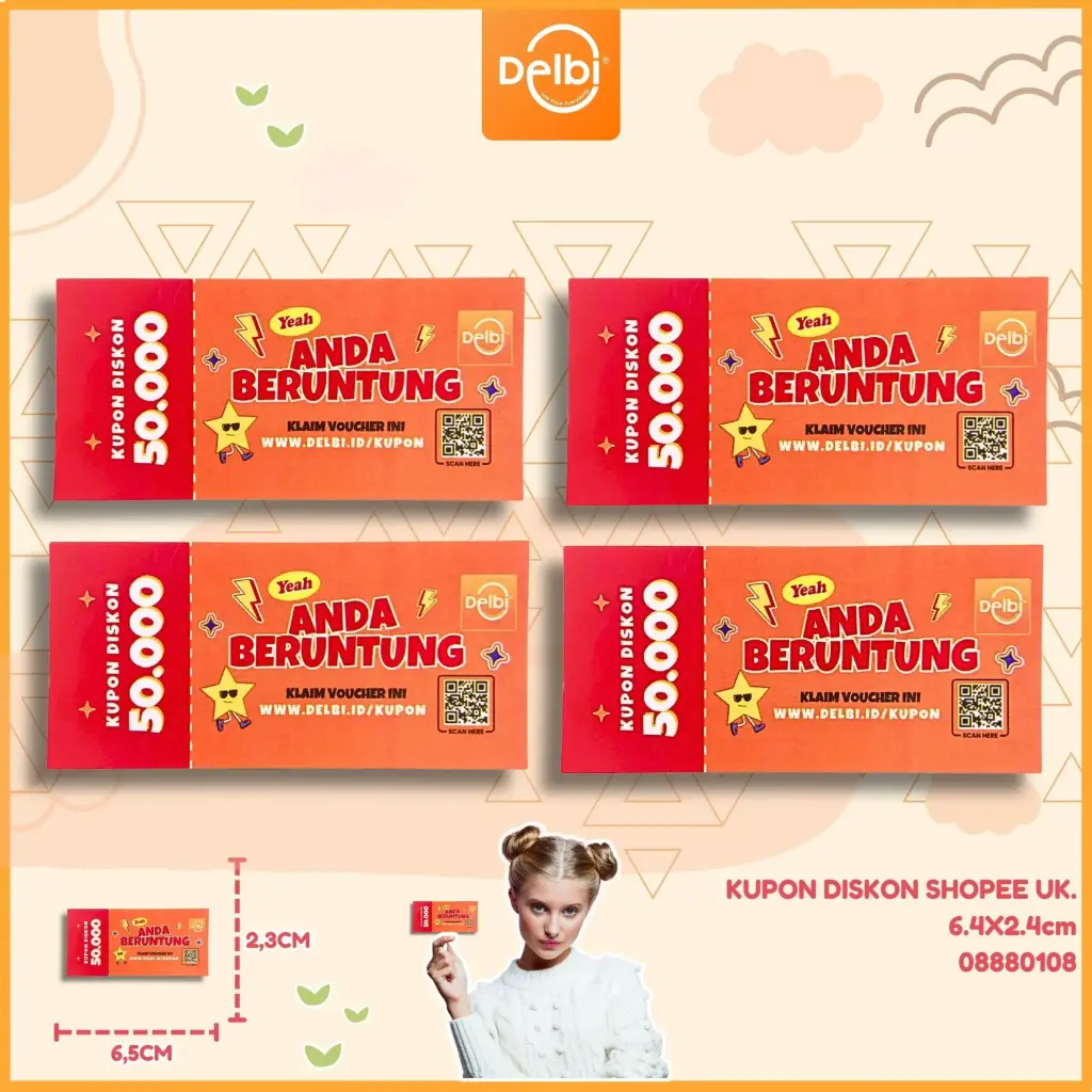[08880108] KUPON DISKON SHOPEE UK. 6.4X2.4cm 