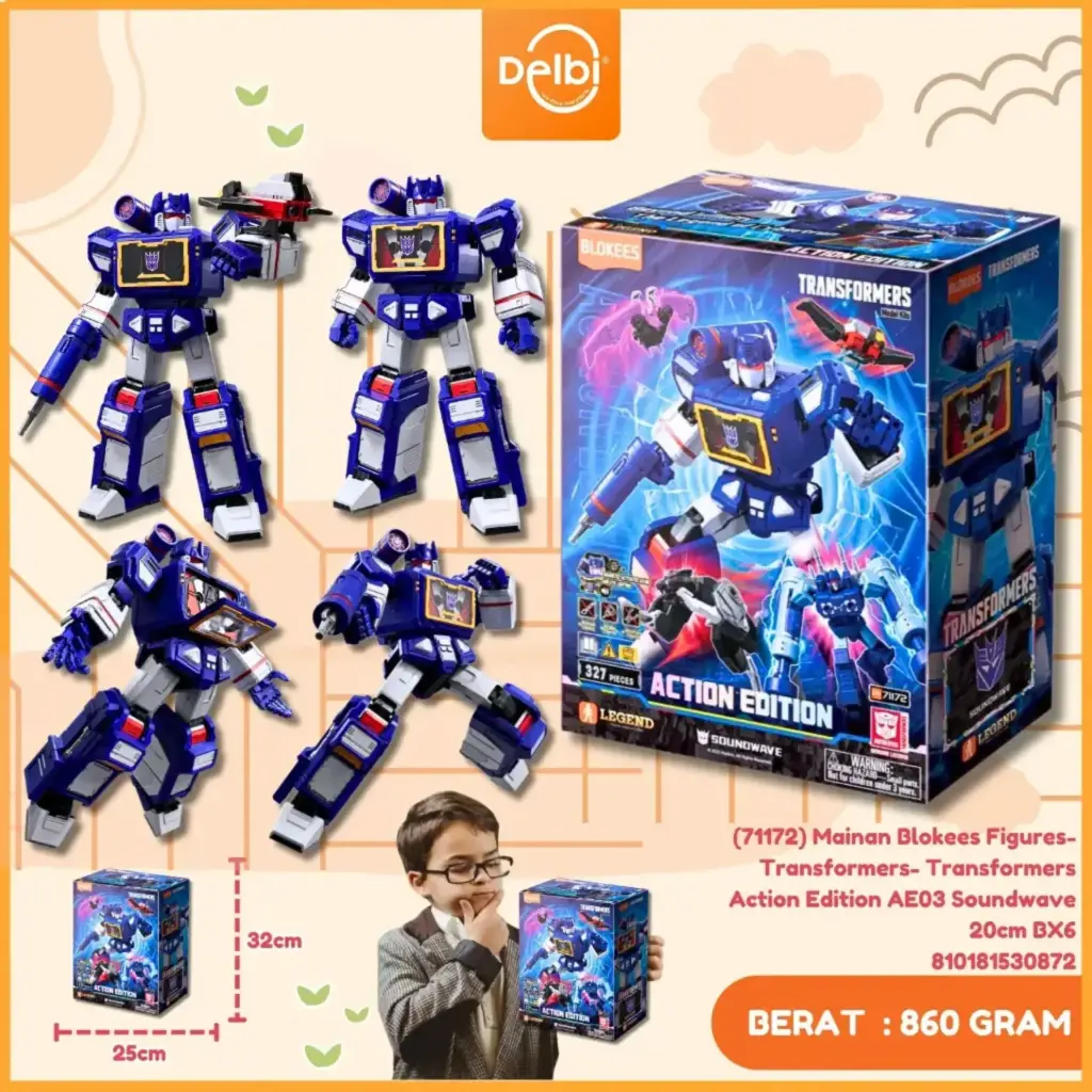 [810181530872] (71172) Mainan Blokees Figures- Transformers- Transformers Action Edition AE03 Soundwave 20cm BX6