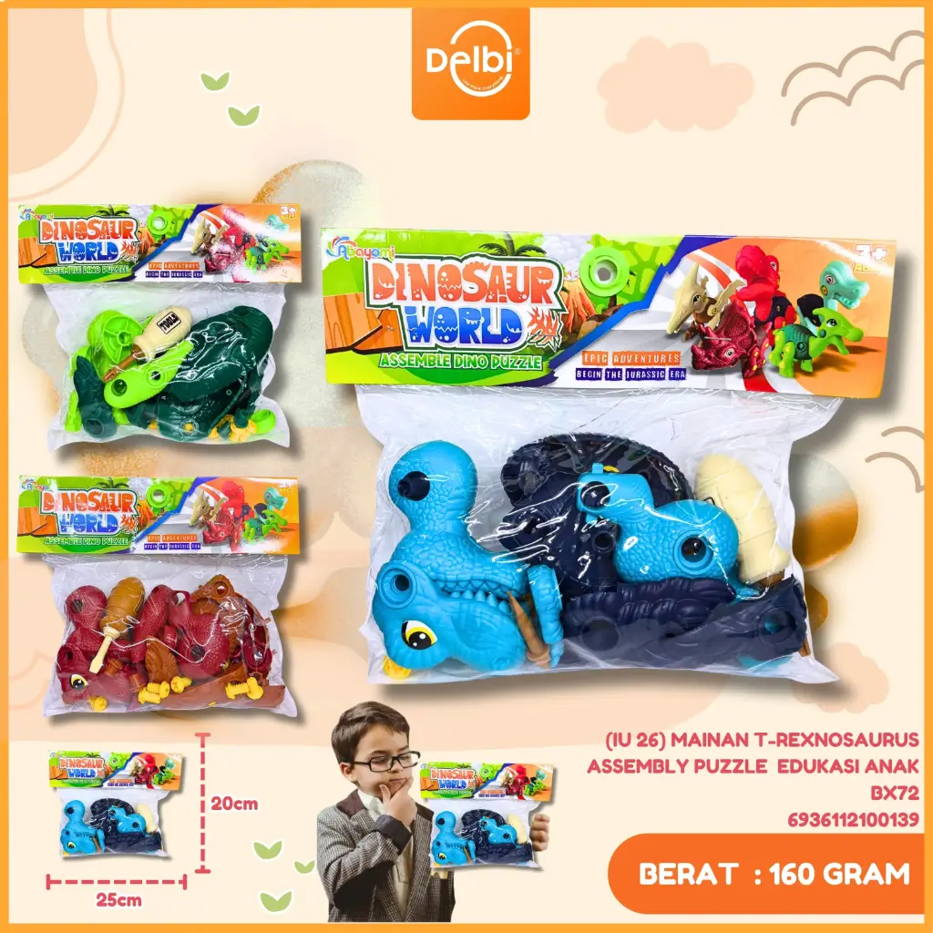 (IU 26) MAINAN T-REXNOSAURUS ASSEMBLY PUZZLE  EDUKASI ANAK BX72