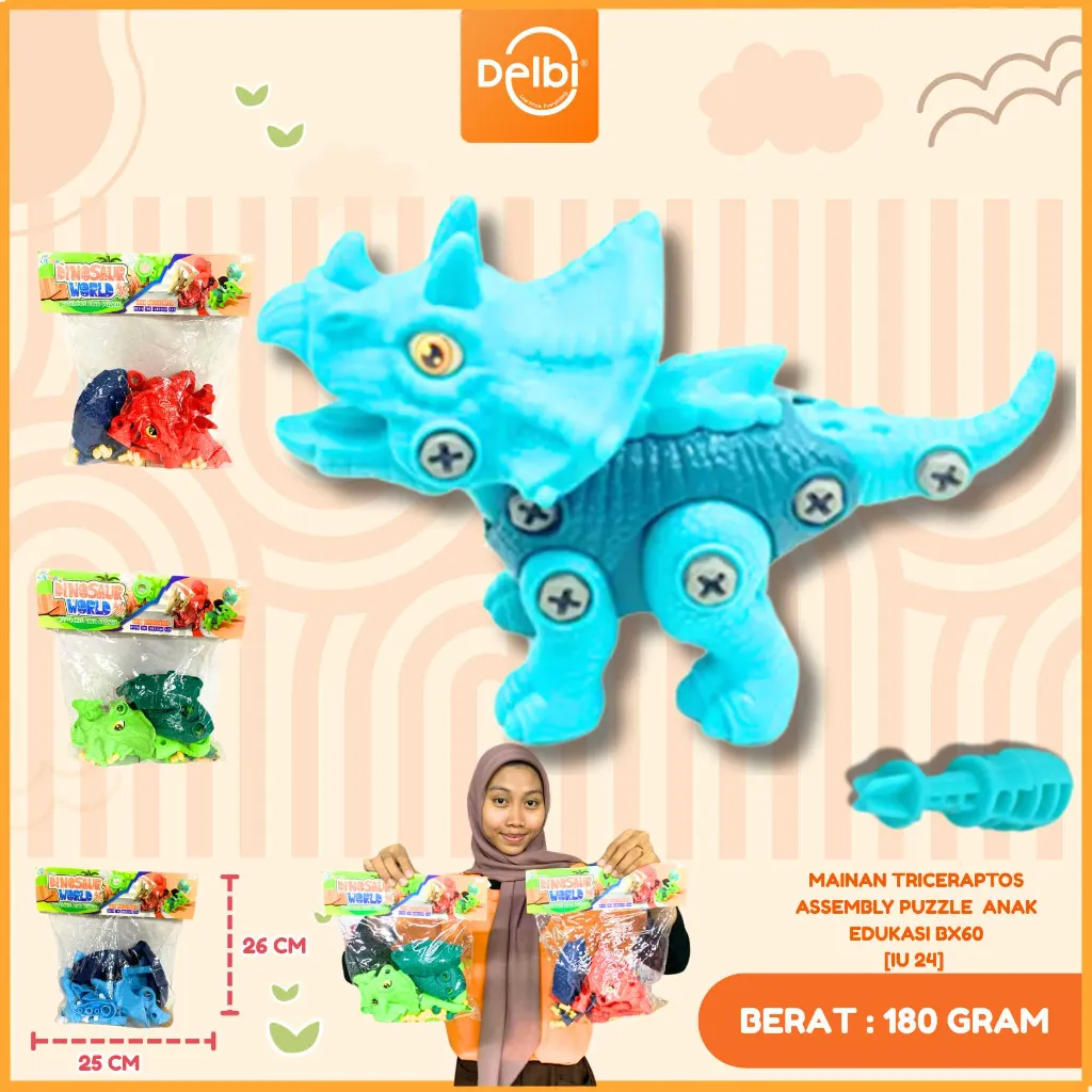 [IU 24] MAINAN TRICERAPTOS ASSEMBLY PUZZLE  ANAK EDUKASI BX60