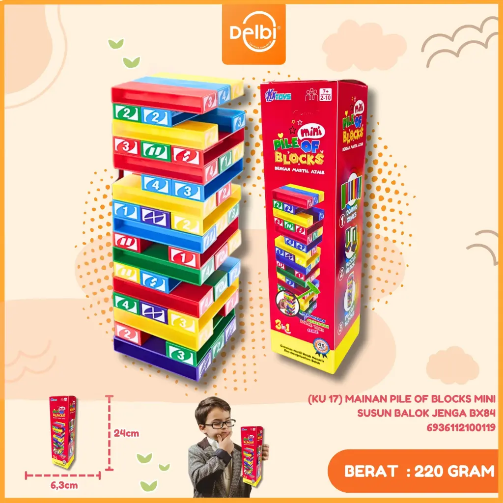 [KU 17] MAINAN UNO STACKO PILE OF BLOCKS MINI SUSUN BALOK JENGA BX84