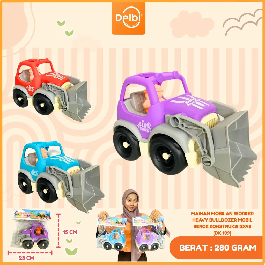 MAINAN MOBILAN WORKER HEAVY BULLDOZER MOBIL SEROK KONSTRUKSI PLASTIK PP BX48