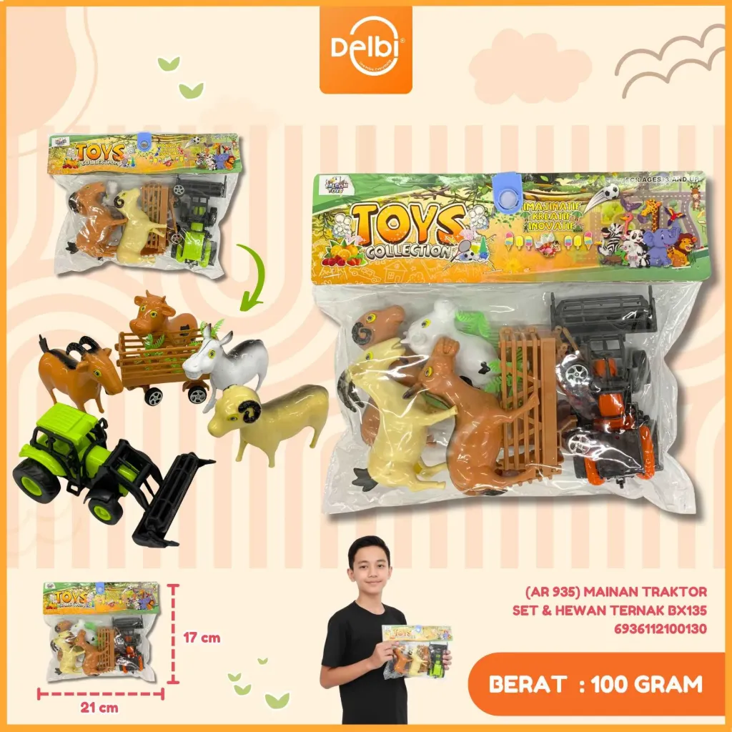 [AR 935] MAINAN TRAKTOR SET & HEWAN TERNAK BX135