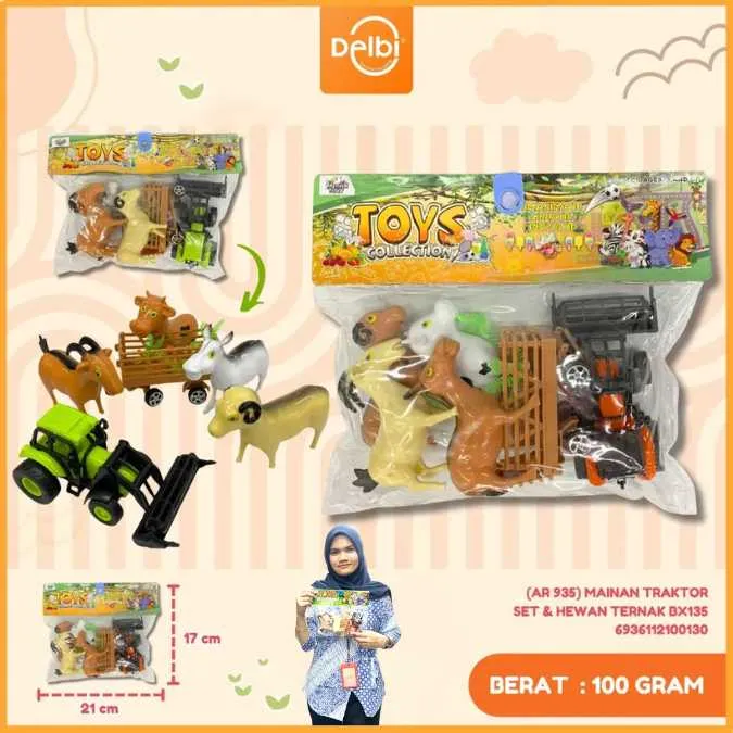 [AR 935] MAINAN TRAKTOR SET & HEWAN TERNAK BX135