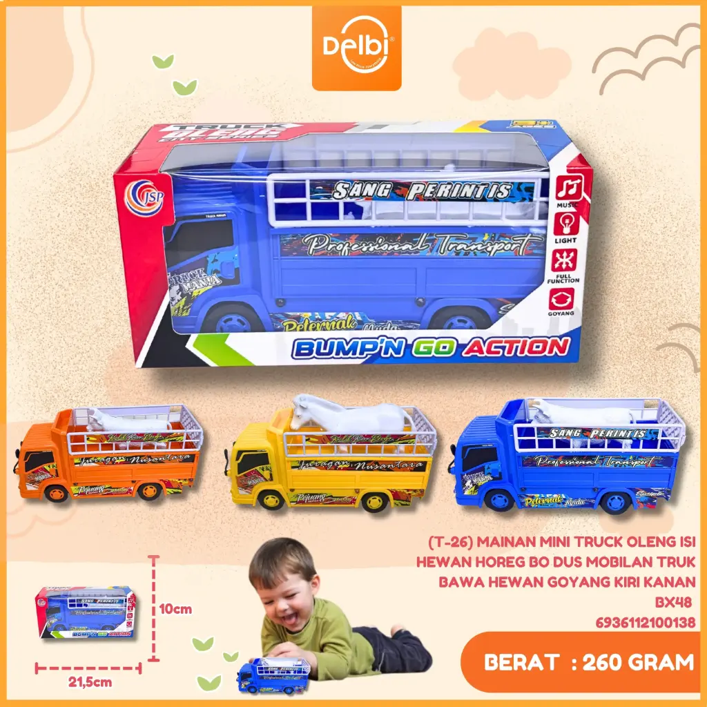 (T-26) MAINAN MINI TRUCK OLENG ISI HEWAN HOREG BO DUS MOBILAN TRUK BAWA HEWAN GOYANG KIRI KANAN BX48 