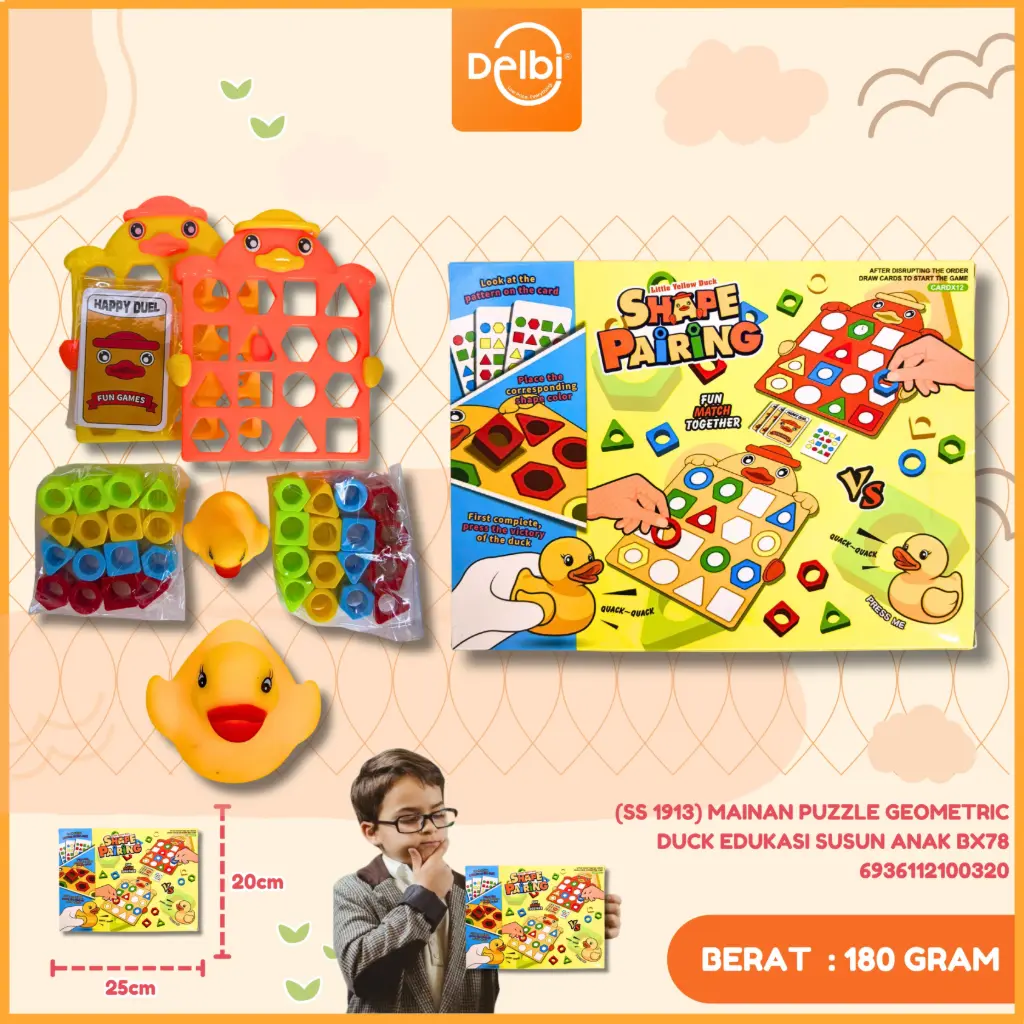 MAINAN PUZZLE GEOMETRIC DUCK EDUKASI SUSUN ANAK BX78