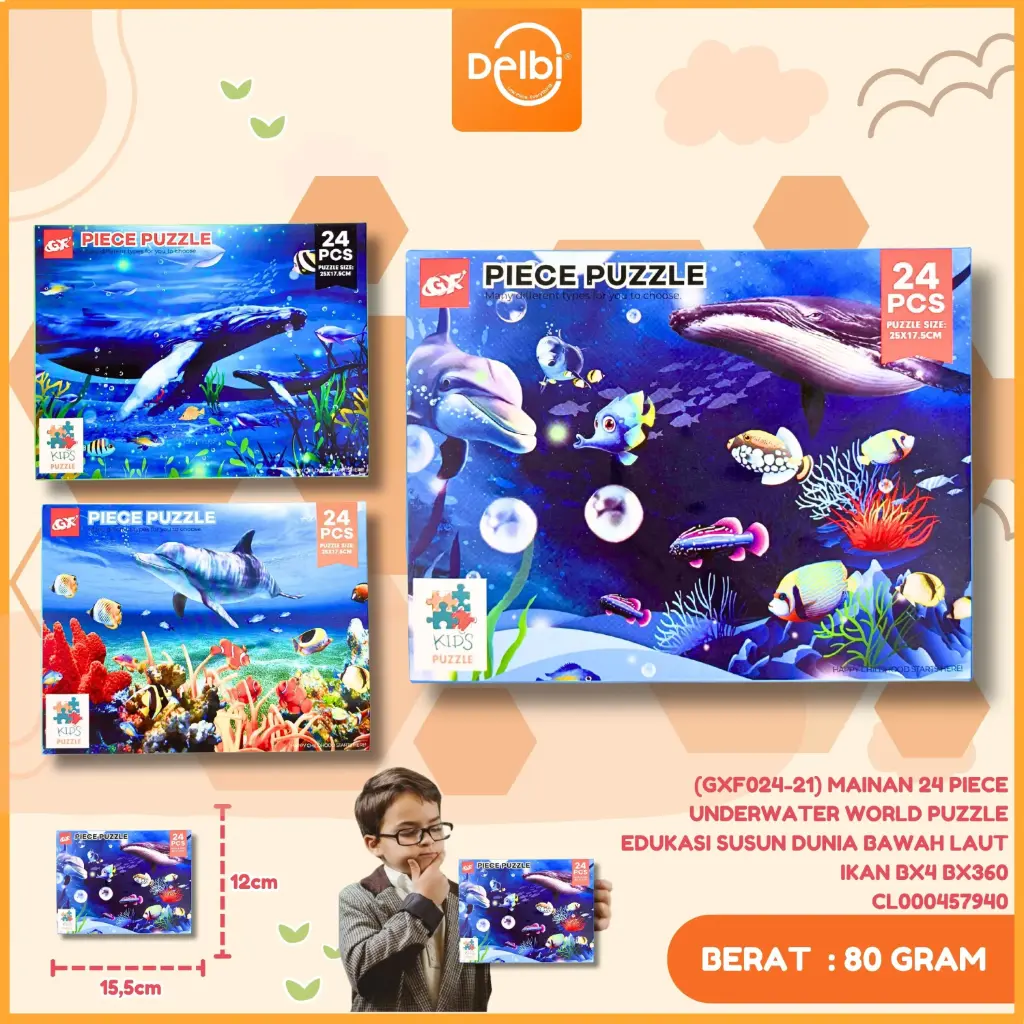 (GXF024-21) MAINAN 24 PIECE UNDERWATER WORLD PUZZLE EDUKASI SUSUN DUNIA BAWAH LAUT IKAN BX4 BX360  