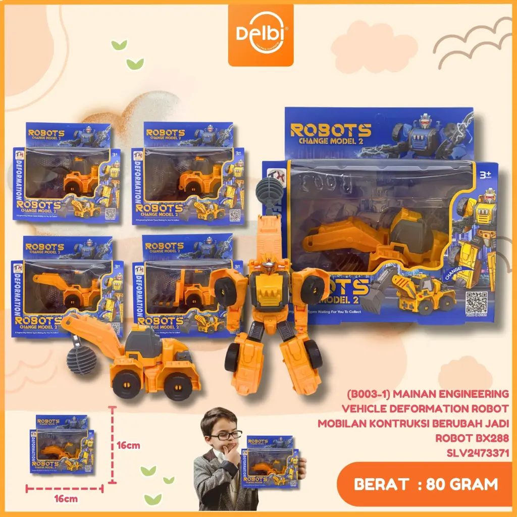 (B003-1) MAINAN ENGINEERING VEHICLE DEFORMATION ROBOT MOBILAN KONTRUKSI BERUBAH JADI ROBOT BX288