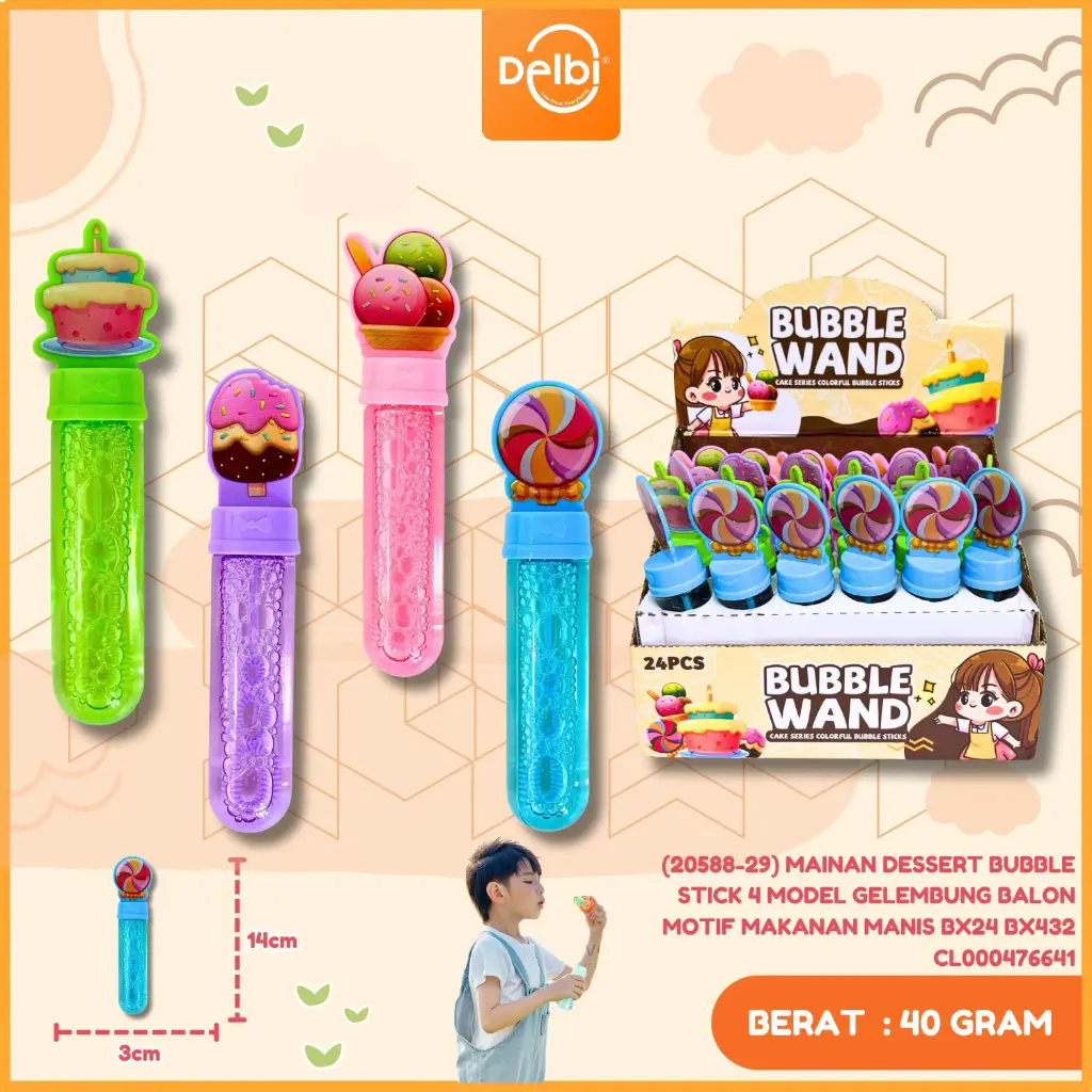(20588-29) MAINAN DESSERT BUBBLE STICK 4 MODEL GELEMBUNG BALON MOTIF MAKANAN MANIS BX24 BX432