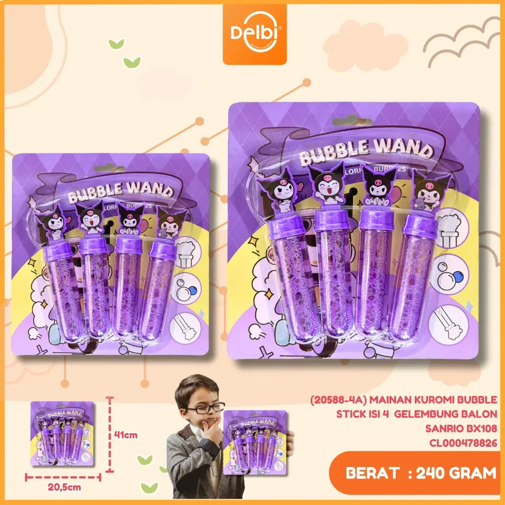 (20588-4A) MAINAN KUROMI BUBBLE STICK ISI 4  GELEMBUNG BALON SANRIO BX108