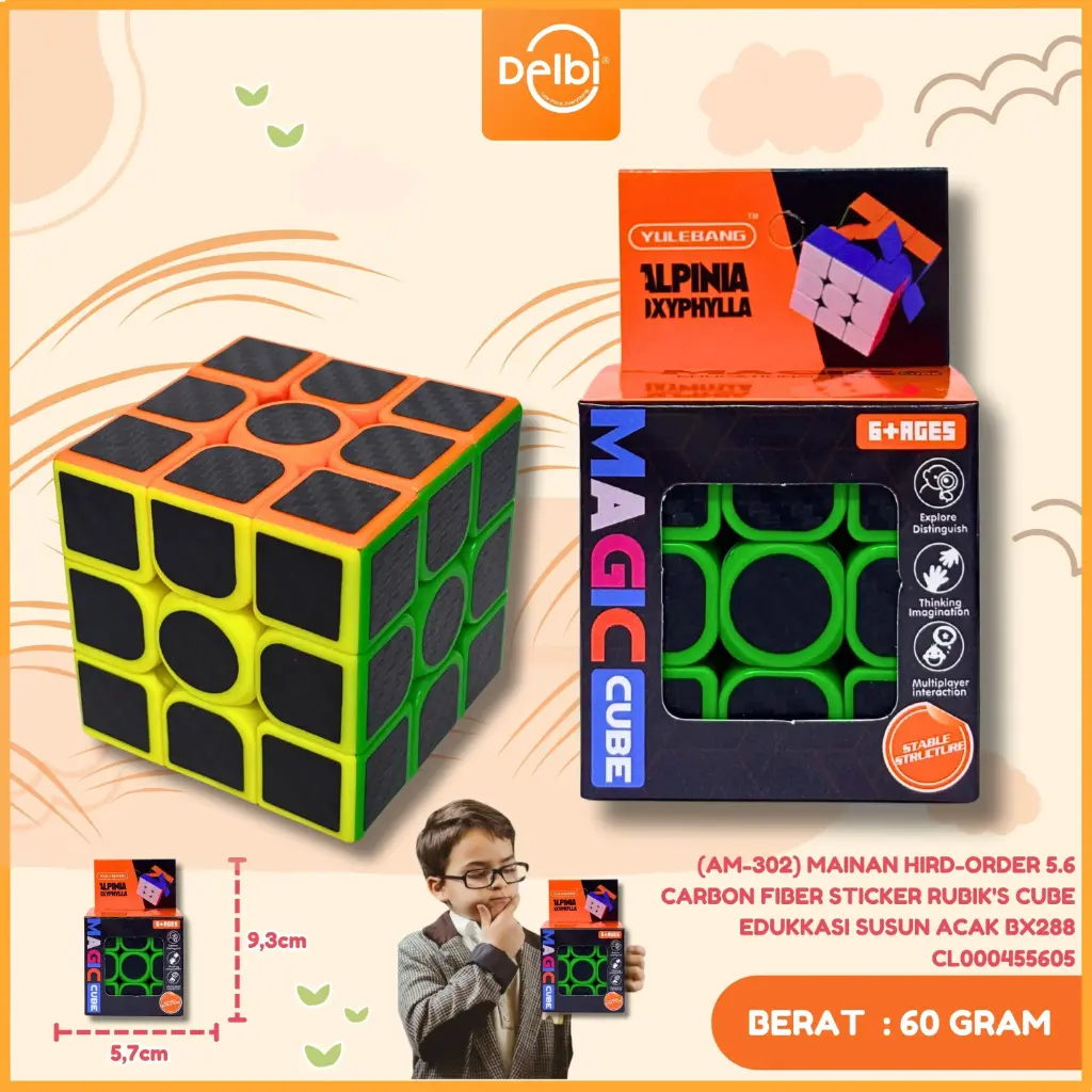 (AM-302) MAINAN HIRD-ORDER 5.6 CARBON FIBER STICKER RUBIK'S CUBE EDUKKASI SUSUN ACAK BX288