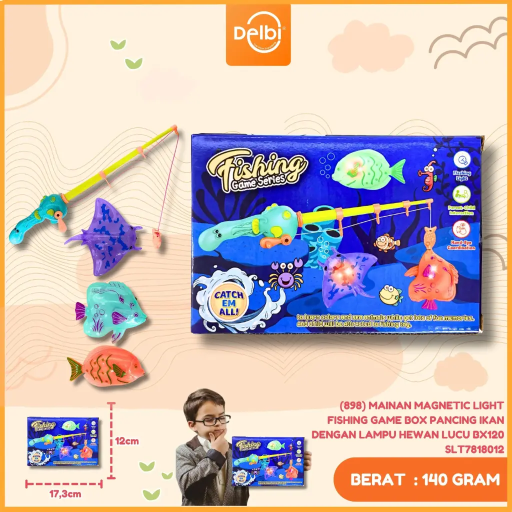 [SLT7818012] (898) MAINAN MAGNETIC LIGHT FISHING GAME BOX PANCING IKAN DENGAN LAMPU HEWAN LUCU BX120